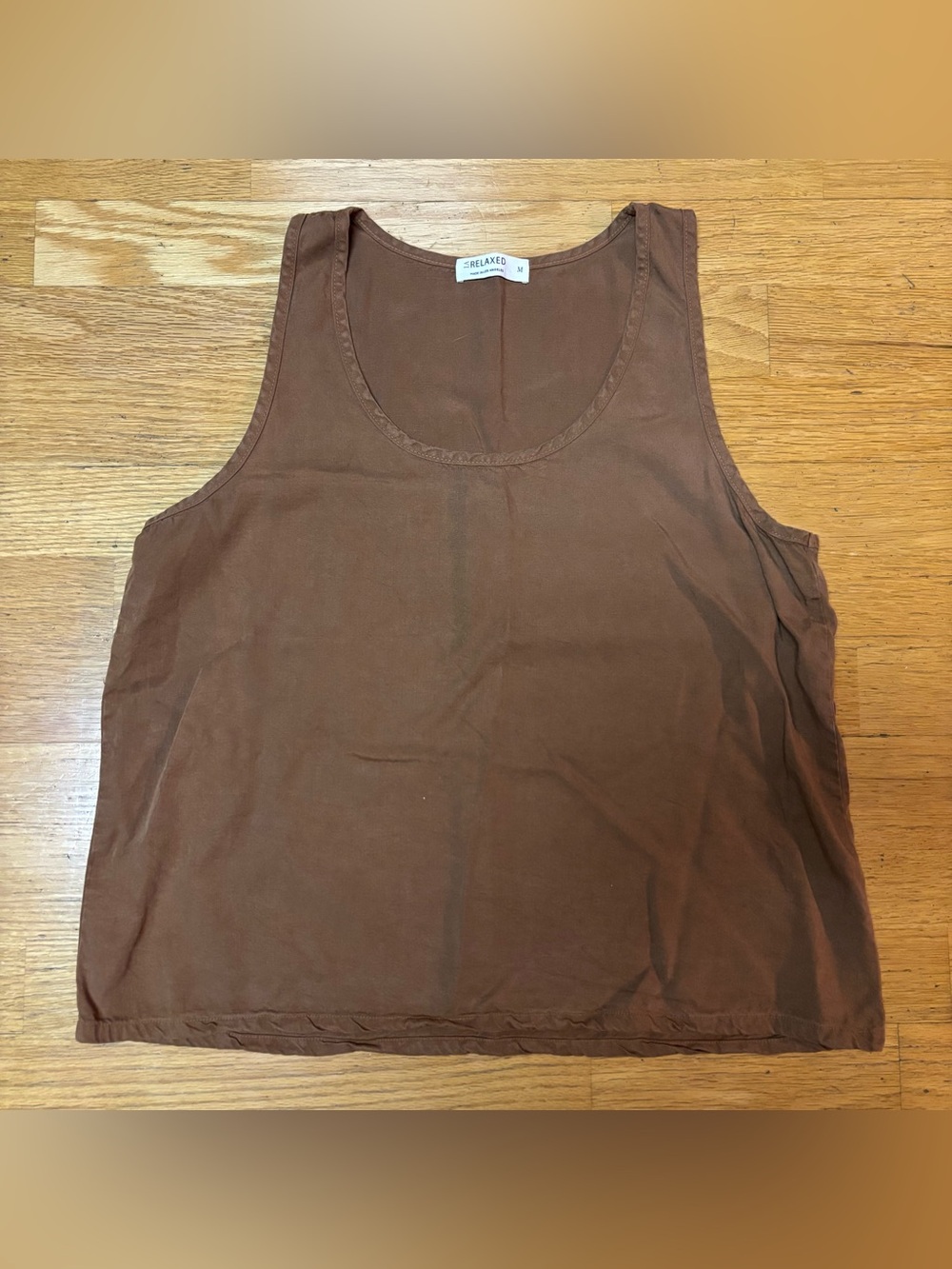 LA Relaxed Brown Coastal Resortwear Lagenlook Slouchy Beach Vacation Tank Top M